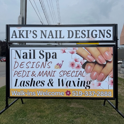 Mini billboard for nail salon in Sarnia