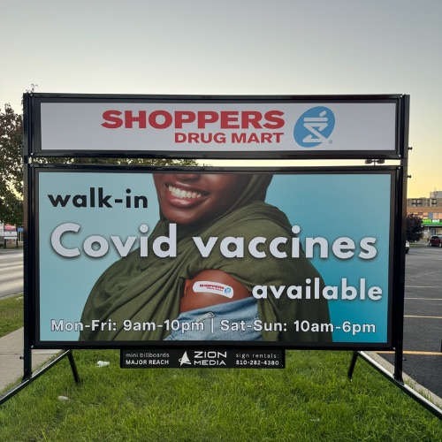 Portable sign for pharmacy in Sarnia